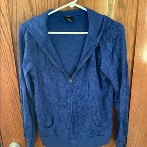 Vanity Cobalt Blue Floral Hoodie Size Large